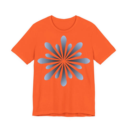 Abstract Blue Burst T‑Shirt — Geometric Floral Graphic Tee