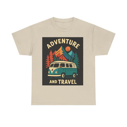Adventure and Travel Van Tee — Retro Outdoor Road Trip Shirt