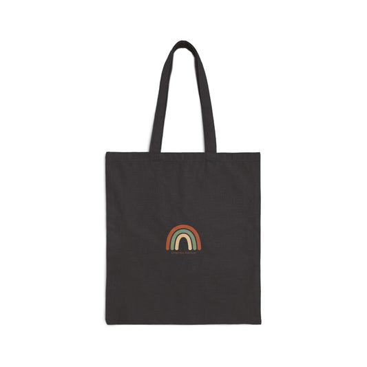 Neutral Rainbow Arc Tote | muted rainbow art, boho rainbow canvas