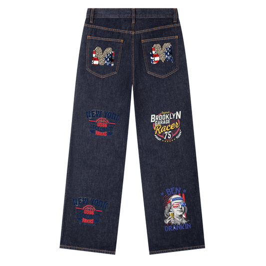 Jabhaus USA Outdoor Athletic Graphic Denim Jeans.