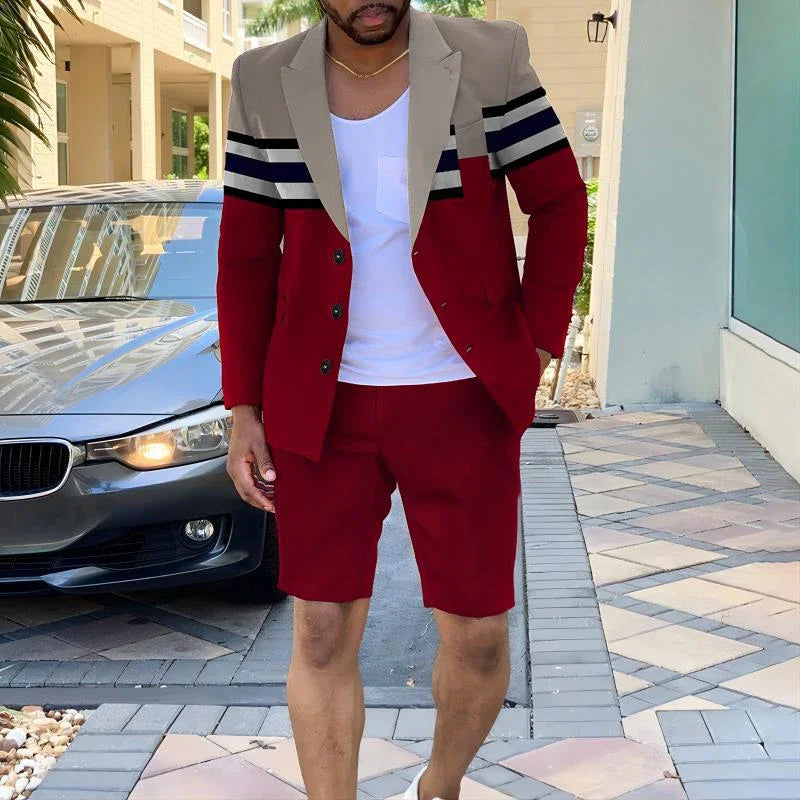 Men's Summer Two Piece Set - Single-Breasted Business Casual Outfit