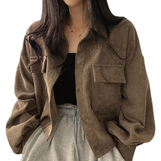 Women's Y2K Streetwear Turn Down Collar Coat - Retro Casual Jacket