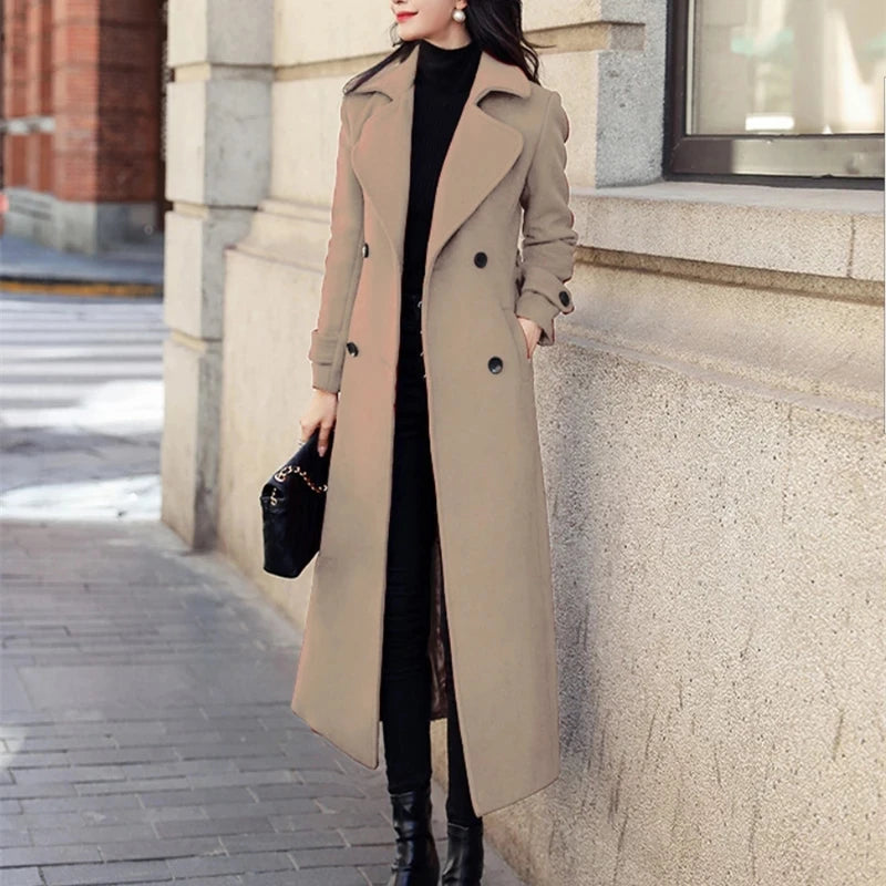 Women's Korean Style Thick Woolen Winter Coat - Black Harajuku Fashion