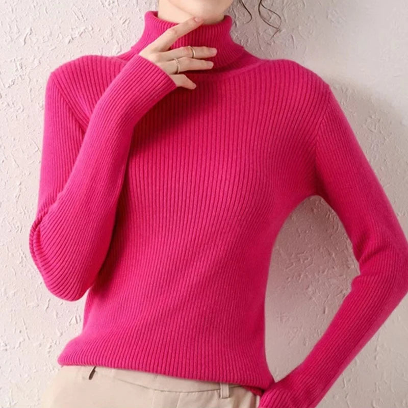 ashmere Soft Turtleneck Sweater - Women's Knitted Pullover Jumper