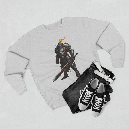 Jabhaus Flaming Knight Graphic Crewneck Sweatshirt.