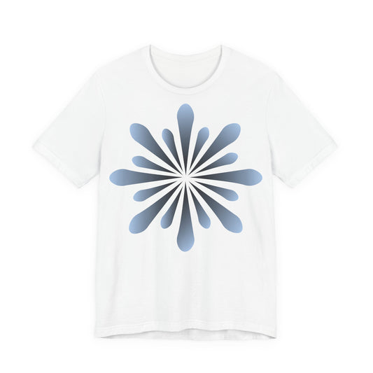 Abstract Blue Burst T‑Shirt — Geometric Floral Graphic Tee