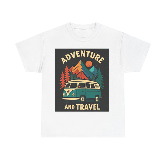 Adventure and Travel Van Tee — Retro Outdoor Road Trip Shirt