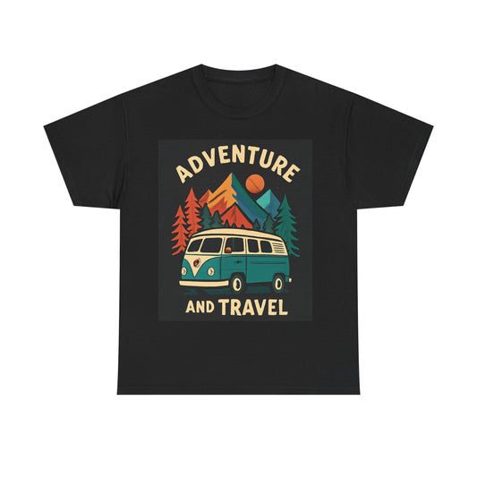 Adventure and Travel Van Tee — Retro Outdoor Road Trip Shirt
