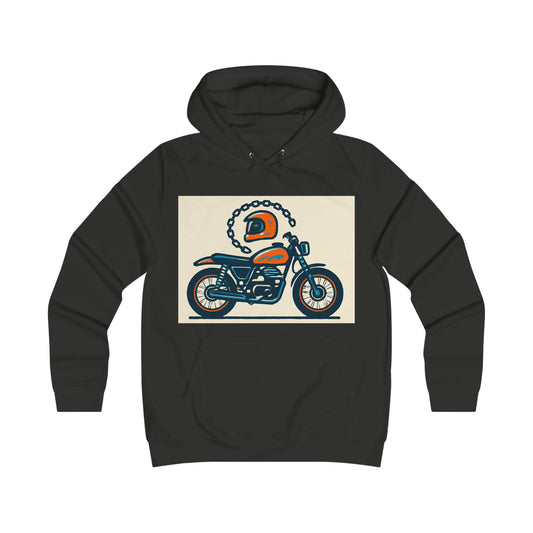 Motorcycle Helmet Graphic Hoodie — Retro Cafe Racer Design