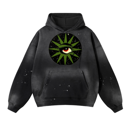 Vintage Washed Frayed Fleece Hoodie