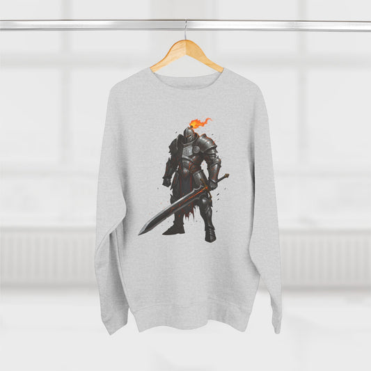 Jabhaus Flaming Knight Graphic Crewneck Sweatshirt.