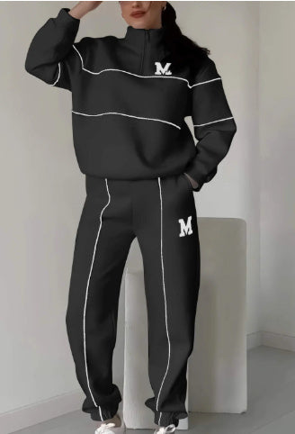 Women's 2-Piece Sweatsuit Set – Pullover Sweatshirt & Baggy Sweatpants with Pockets, Casual Lounge Outfit