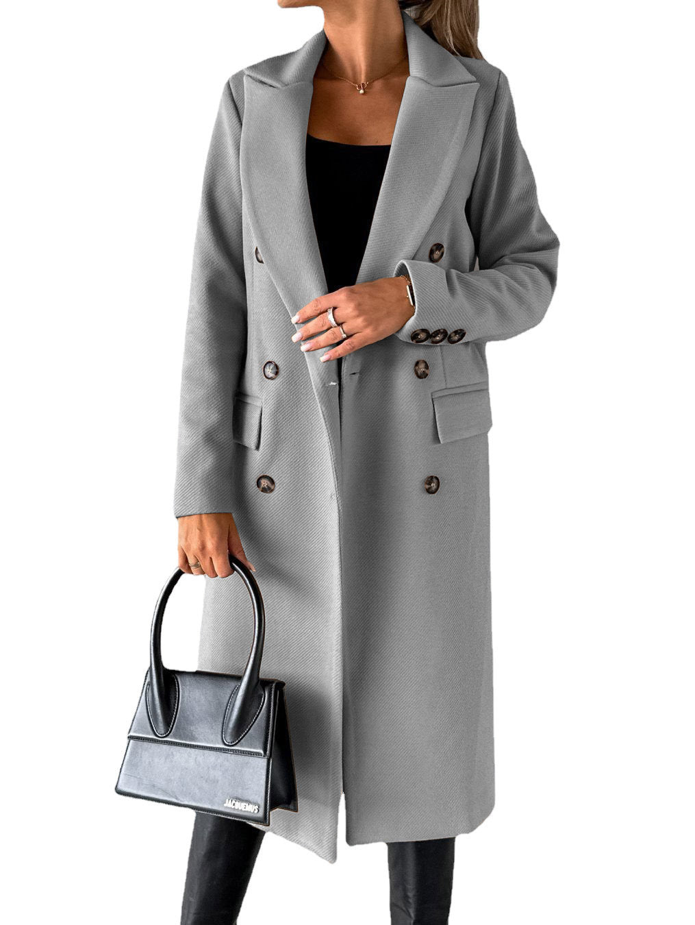 Women's Double-Breasted Long Coat - Winter Slim Lapel Jacket