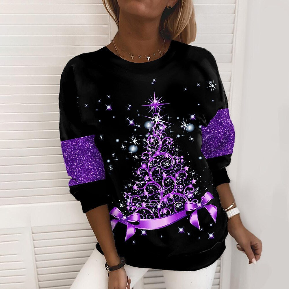 Women's 3D Digital Print Christmas Sweater - Holiday Pullover Sweatshirt