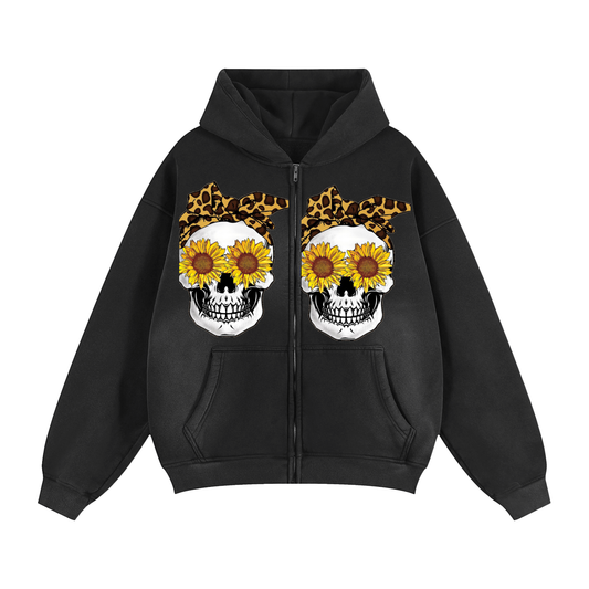 Sunfade Two-way Zipper Boxy Fleece Hoodie