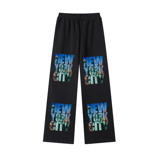 Jabhaus New York City Graphic Wide-Leg Sweatpants