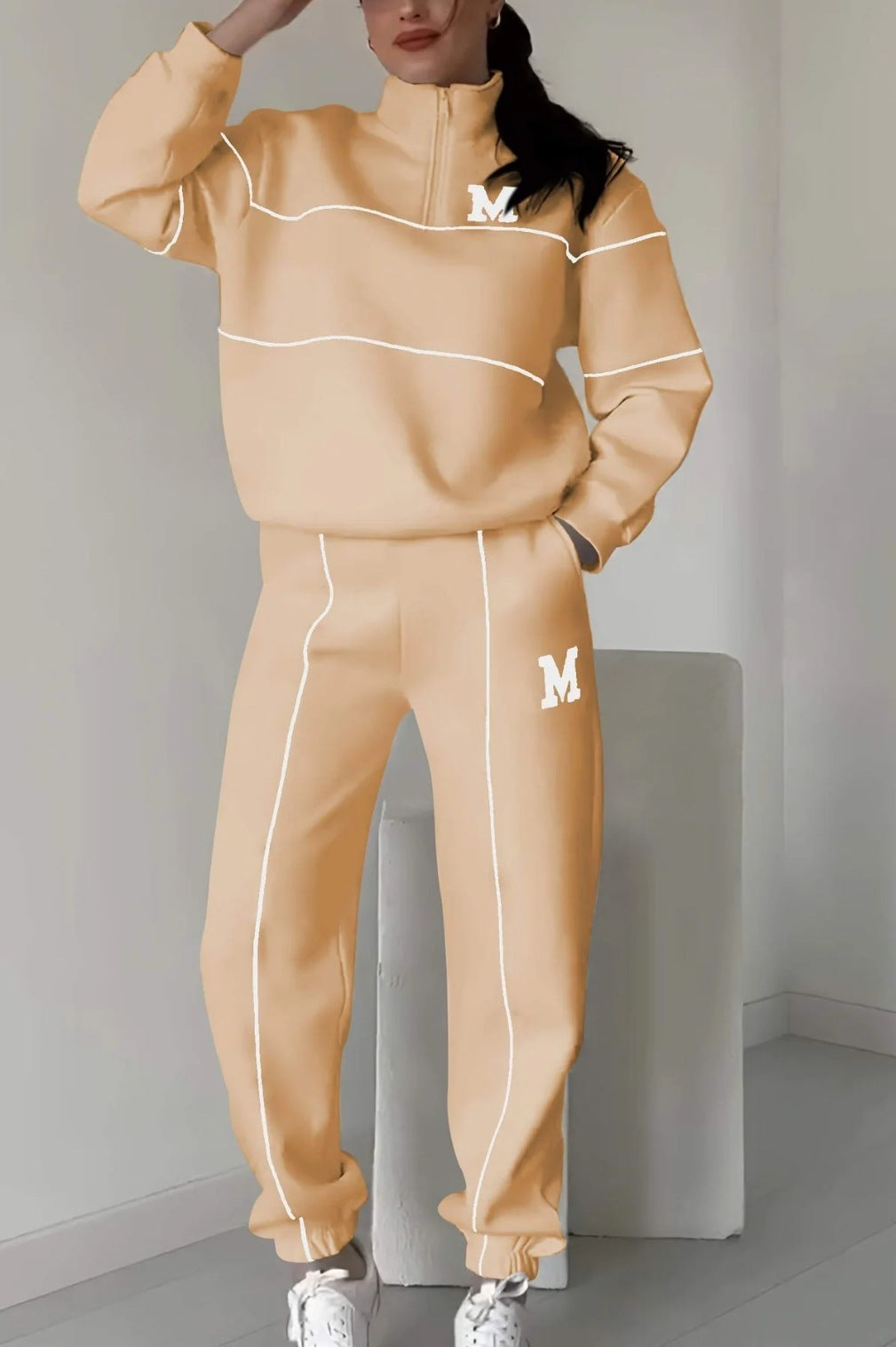 Women's 2-Piece Sweatsuit Set – Pullover Sweatshirt & Baggy Sweatpants with Pockets, Casual Lounge Outfit
