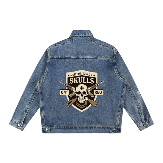 Jabhaus Skulls Special Squad Graphic Denim Jacket.Jacket
