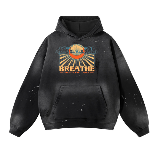 Vintage Washed Frayed Fleece Hoodie