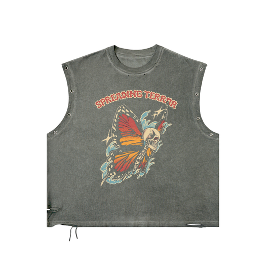 Distressed Grommet Eyelet Tank Top