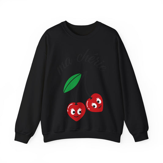 Crewneck Sweatshirt — "Ma Chérie" Cute Cherry Graphic