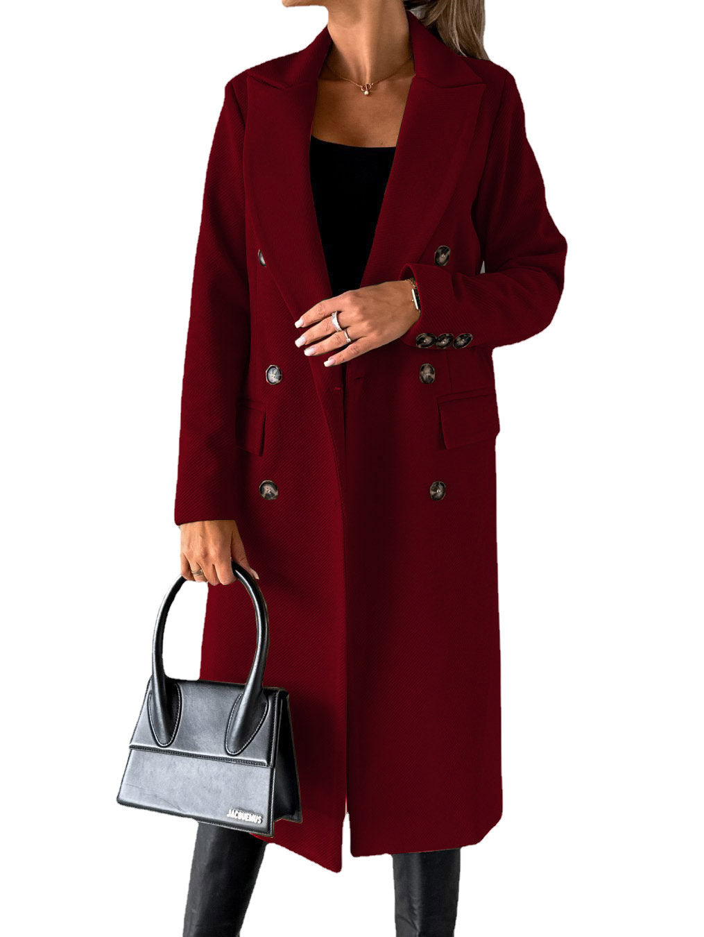 Women's Double-Breasted Long Coat - Winter Slim Lapel Jacket