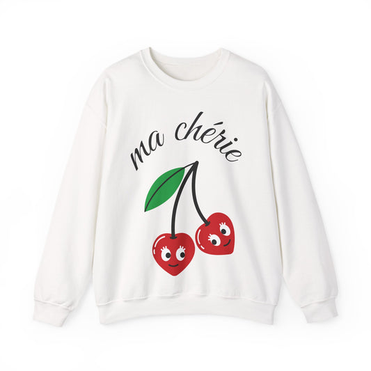 Crewneck Sweatshirt — "Ma Chérie" Cute Cherry Graphic
