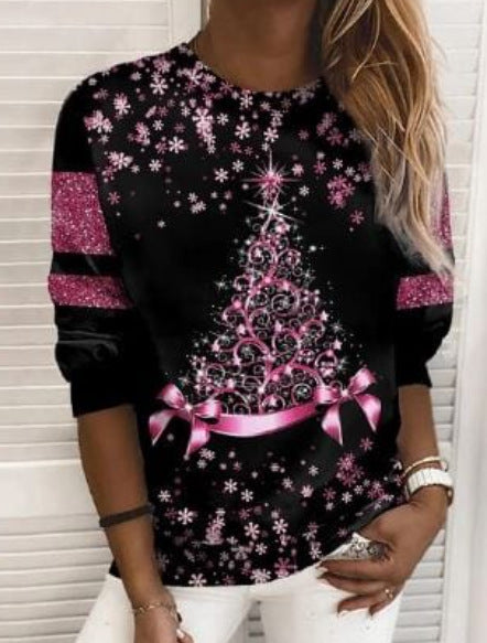 Women's 3D Digital Print Christmas Sweater - Holiday Pullover Sweatshirt