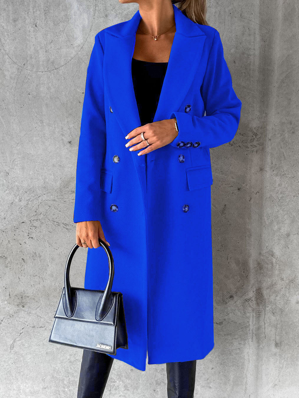 Women's Double-Breasted Long Coat - Winter Slim Lapel Jacket