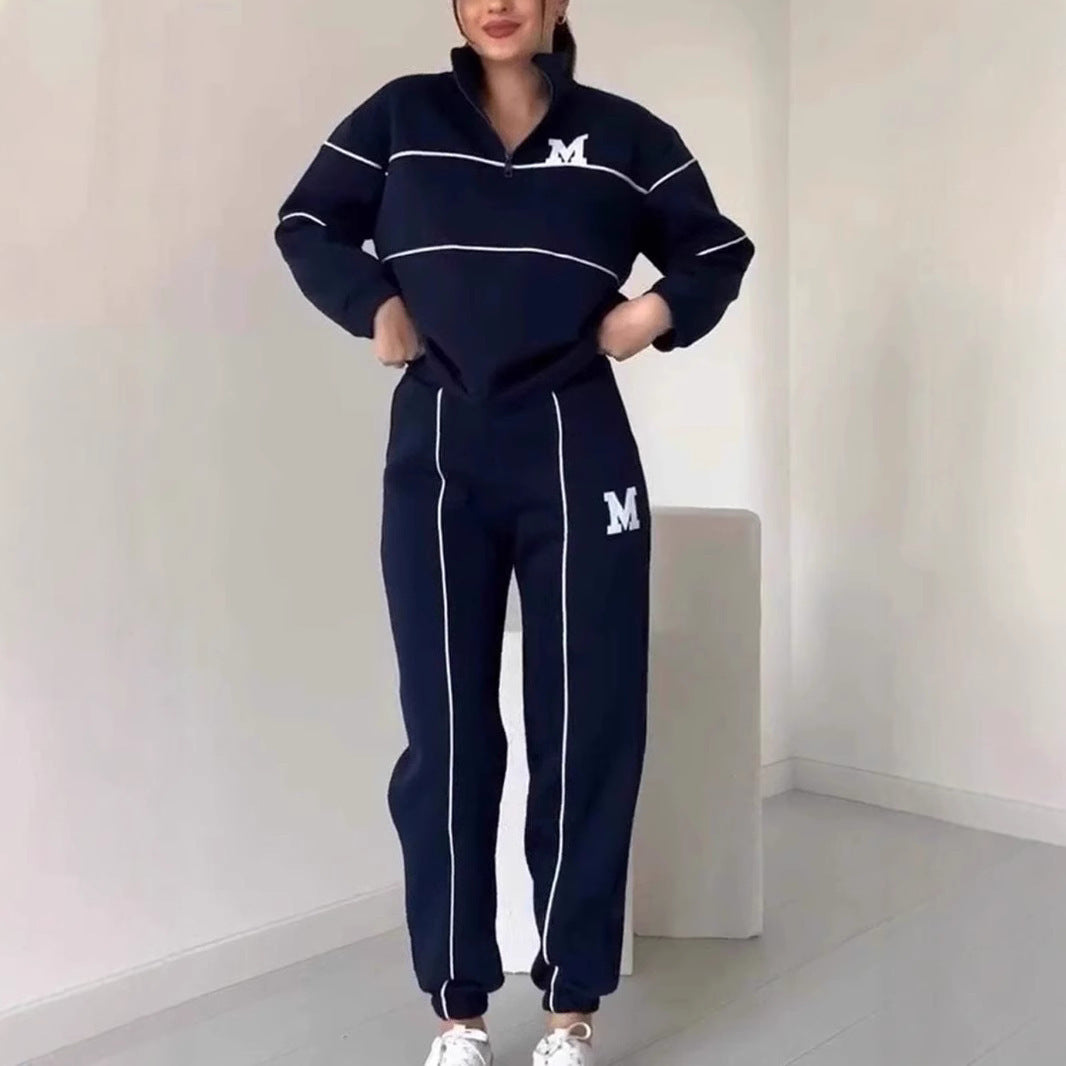 Women's 2-Piece Sweatsuit Set – Pullover Sweatshirt & Baggy Sweatpants with Pockets, Casual Lounge Outfit