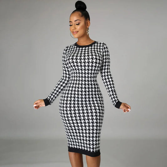 Women Long Sleeve Midi sexy streetwear Dress Hollow Out Bodycon.