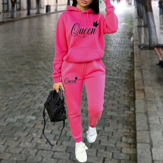 women Letter Graphic Print Sets Hoodie Tracksuit