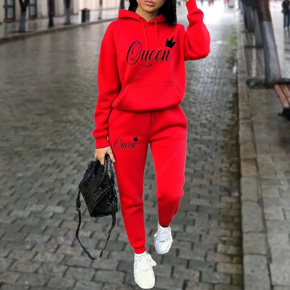 women Letter Graphic Print Sets Hoodie Tracksuit