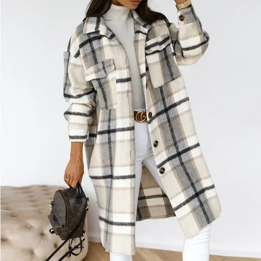 Single Breasted Trench Coat  Long Autumn Winter Women Overcoat Coat