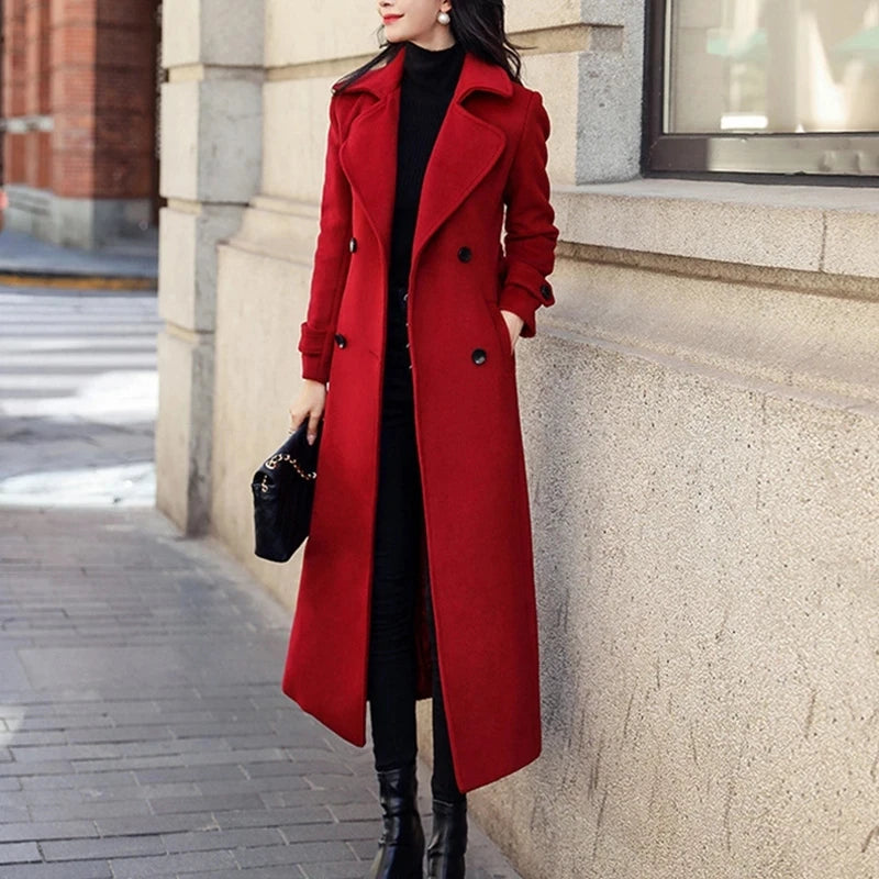 Women's Korean Style Thick Woolen Winter Coat - Black Harajuku Fashion