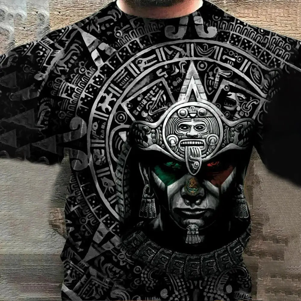 Men Fashion 3D Eagle National Flag Print Pattern Short Sleeve Oversized Streetwear Tee