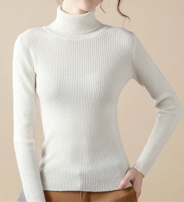 ashmere Soft Turtleneck Sweater - Women's Knitted Pullover Jumper
