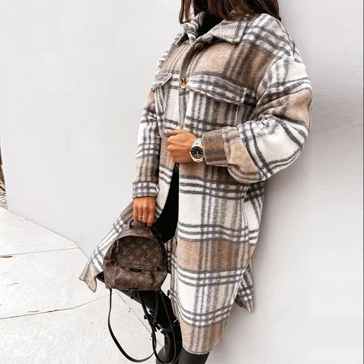 Single Breasted Trench Coat  Long Autumn Winter Women Overcoat Coat