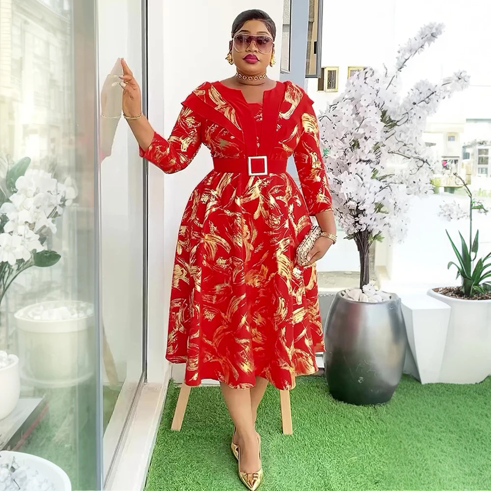 Plus Size African Dashiki Dress - Elegant Ankara Wedding Party Gown