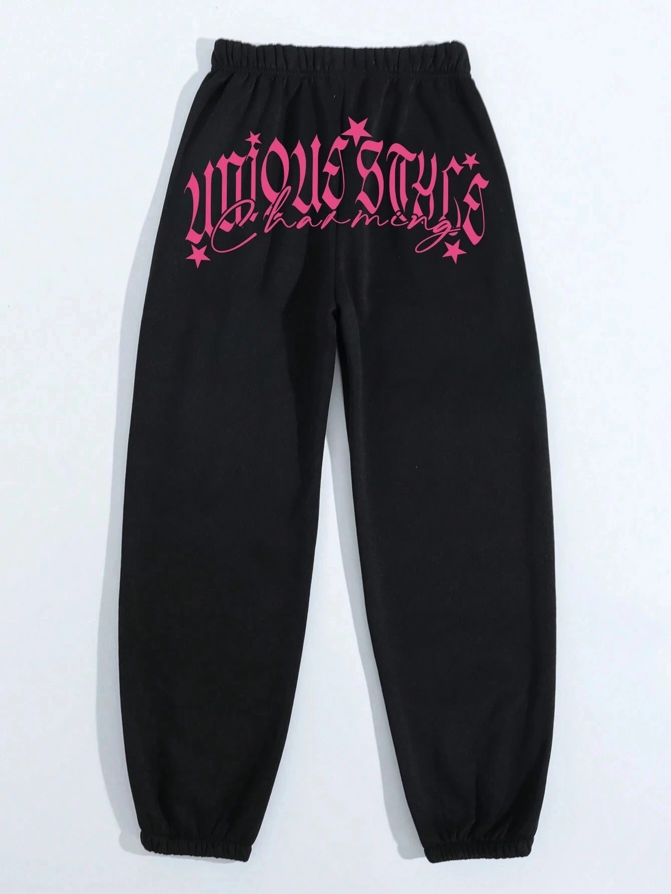 Pink Letter Printing Women'S Autumn Casual Basic Loose Streetwear Comfy Pant
