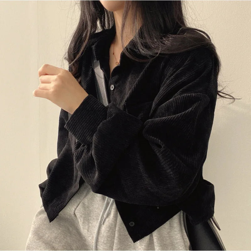 Women's Y2K Streetwear Turn Down Collar Coat - Retro Casual Jacket