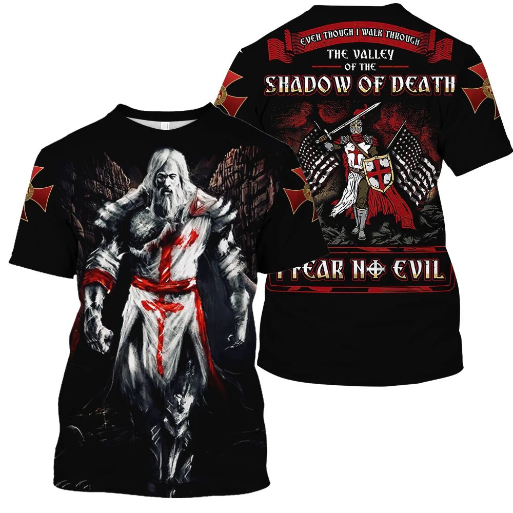 Men 3D Knight Printed vintage Short Sleeve Oversized Tee Shirt