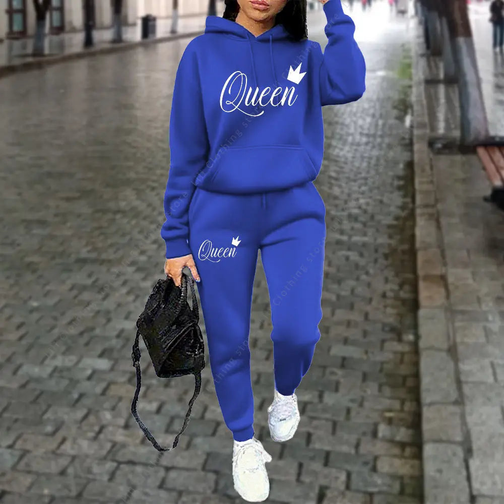 women Letter Graphic Print Sets Hoodie Tracksuit