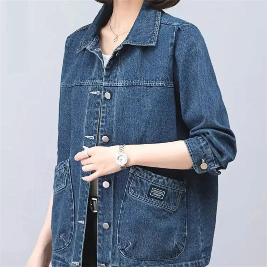 Women's Denim Coat - 2025 Fashion Cowboy Jacket Plus Size