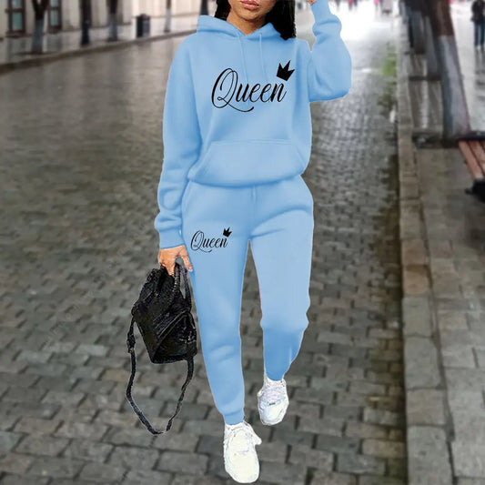 women Letter Graphic Print Sets Hoodie Tracksuit