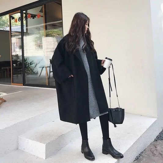 Women's Wool Trench Coat - Versatile Medium Length Tweed Coat