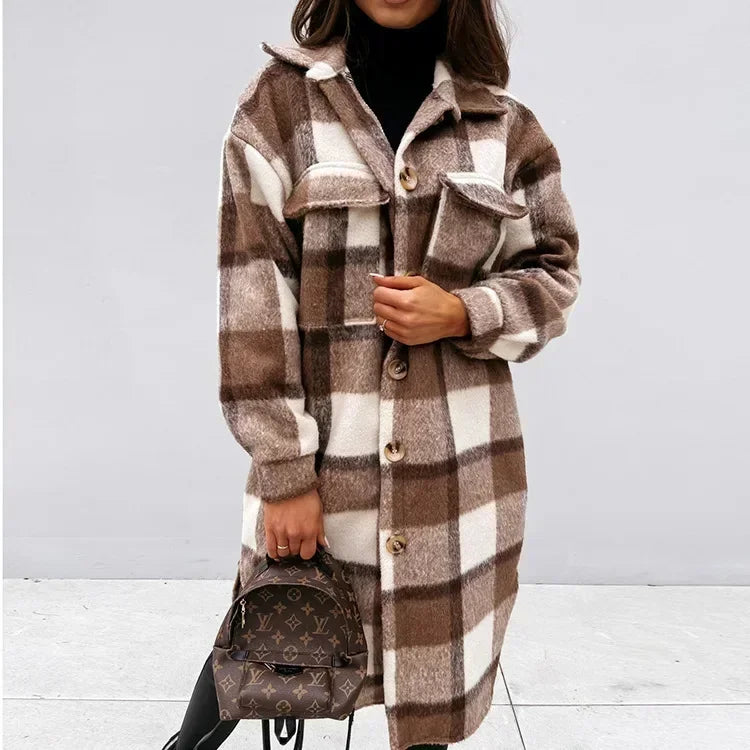 Single Breasted Trench Coat  Long Autumn Winter Women Overcoat Coat