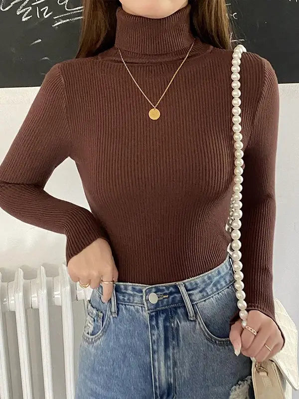 ashmere Soft Turtleneck Sweater - Women's Knitted Pullover Jumper