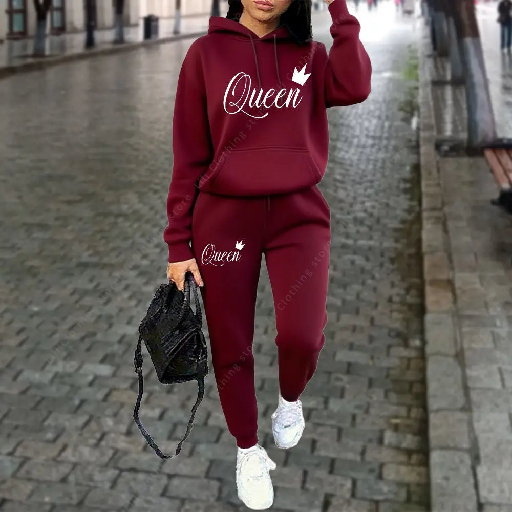 women Letter Graphic Print Sets Hoodie Tracksuit