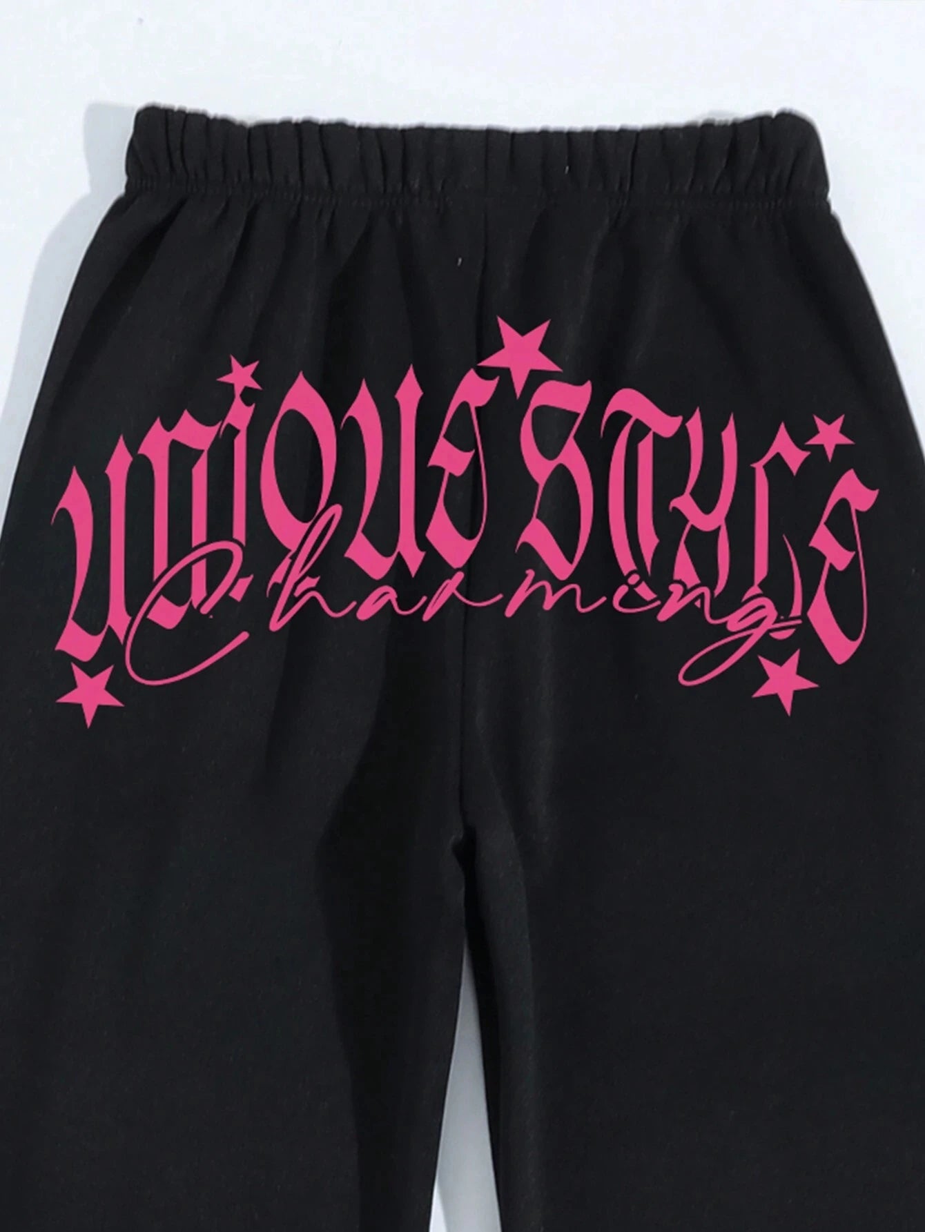 Pink Letter Printing Women'S Autumn Casual Basic Loose Streetwear Comfy Pant